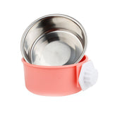 Stainless Steel Pet Dog Food Water Bowl Cage Hanging Feeder Mountable Container