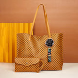 Women PU Leather Tote Shoulder Bag Handbag Satchel Purse With Clutch Bag Pom Pom