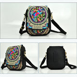 Women Embroidery Cell Phone Wallet Purse Crossbody Shoulder Handbag Pouch Case