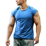 Men's Crew Neck Tops Gym Bodybluilding Fitness Muscle T-Shirt Loose Pullover