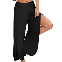 Women Electric Waist Baggy Harem Pants Hippie Yoga Gym Pants Trousers High Slit