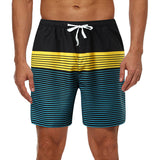 Men Striped Short Training Running Fitness Short Pants Elastic Waist Drawstring