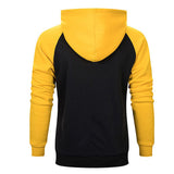 Men Loose Solid Color Stitching Hooded Long Sleeve Hoodies Pullover Sweater Tops