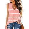 Women Stripe V-Neck Vest Tank Top Sleeveless T-Shirt Loose Pullover Blouse Tee