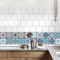 24Pcs Floral Mosaic Tile Stickers Self Adhesive Home Wall Decor Transfers Decal