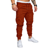 Mens Loose Sports Trousers Solid Color Pants Long Joggers Running Fit Sweatpants