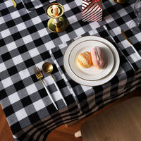 Cotton Linen Dining Table Cover Rectangle Plaid Tablecloth Picnic Table Cloth Cover Home Christmas Party Decor Tablecloth, Red/Black Plaid