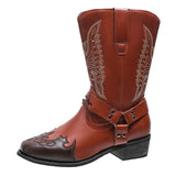 Womens Cowgirl Cowboy Boots Ladies Mid Wide Calf Fashion Western Shoes Size 4-12