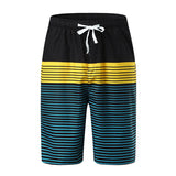 Men Striped Short Training Running Fitness Short Pants Elastic Waist Drawstring