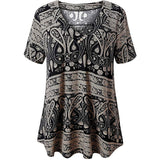 Women's Plus Size V-Neck Tops Casual Short Sleeve T-Shirt Blouse Pullover Tunic