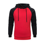Men Loose Solid Color Stitching Hooded Long Sleeve Hoodies Pullover Sweater Tops