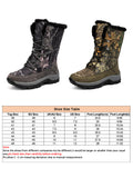 Mens Winter Snow Boots Camouflage Keep Warm Lace Up Outdoor Hiking Mid Calf Booties Anti Slip