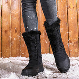 Womens Snow Boots Winter Warm Mid Calf Leather Waterproof Outdoor Slip On Shoes Size 8