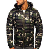 Men Camouflage Splicing Color Coat Long Sleeve Casual Thicken Winter Warm Jacket