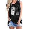 Women's Round Neck Sleeveless Loose Tank National Flag Printed Pullover Summer