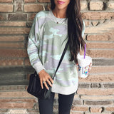 Women Long Sleeve Camouflage Pullover T-Shirt Loose Jumper Tops Sweatshirt Tunic