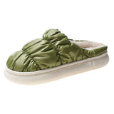 Ladies Cute Solid Color Slippers Round Toe Platform Keep Warm Slippers