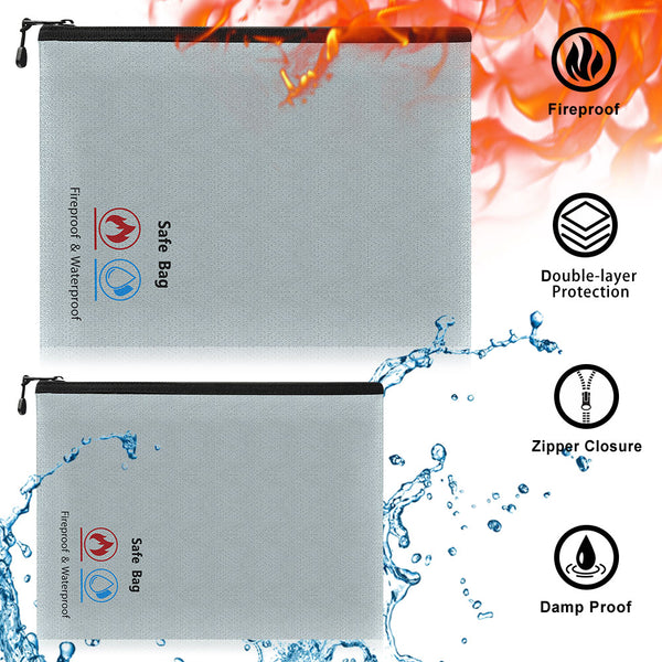 Fireproof Waterproof Document Bag Money Cash File Envelope Safe Zip Case Pouch