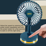 Rechargeable Desk Fan Portable Ultra-Quiet 3 Mode LED Light USB Mini Desktop Fan