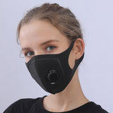 CUH Black Frabic Face Masks With Valve,Adult Woman Man Mouth Covering,Strethable Mouth-muffle,Washable Reusable Mask