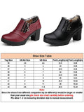Women's Casual Zipper Lace Platform Mid-Heel Round Toe Oxfords Dress Shoes
