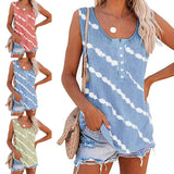 Sleeveless Stripe Tank for Women Summer Casual U Neck Loose Blouse Shirts Vest