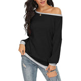 Women's Solid Scoop Neck T-shirt Autumn Long Sleeve Blouse Pullover Casual Tops