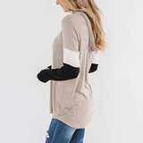 Women's Color Block Casual Loose Hooded Neck Long Sleeve Winter Pullover Hoodie