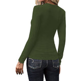 Women's Casual Solid Long Sleeve Top Loose T-Shirt Blouse Pullover Tunic Buttons