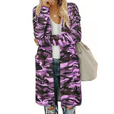 Women's Long Sleeve Side Pockets Jackets Tops Camouflage Coats Outdoor Cardigans