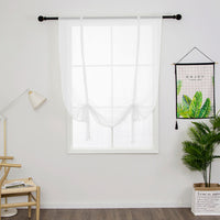 Tie Up Window Curtains, Sheer Window Drapes,Short Curtain Scarf,Cafe Kitchen Curtain Valance,Rod Pocket Curtain Panel