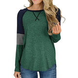 Women Loose T-shirt Long Sleeve Casual Sweatshirt Tops Stitching Blouse Pullover