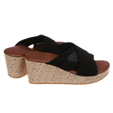 Women Cross Strap Slippers Mules Wedge Anti-Slip Casual Shoes Peep Toe Sandals