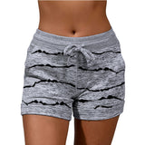 Women Yoga Shorts Elastic Waist Summer Beach Casual Drawstring Fitness Hot Pants