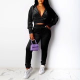 Womens 2Pcs Tracksuit Set Leggings Pants Long Sleeve Hoodie Zip Tops Outfits Set