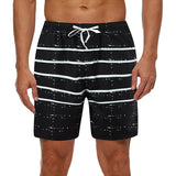 Men Striped Short Training Running Fitness Short Pants Elastic Waist Drawstring