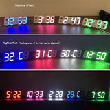 3D Digital Wall Clock LED Desk Alarm Clock Timer Snooze 12/24 Hour Display Digital Clock Night Wall Clock with Temperature Display, USB Charge