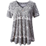 Women's Plus Size V-Neck Tops Casual Short Sleeve T-Shirt Blouse Pullover Tunic