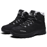 Men's Solid Color Flat Heels Lace Up Round Toe Ankle Boots High Top Hiking Shoes