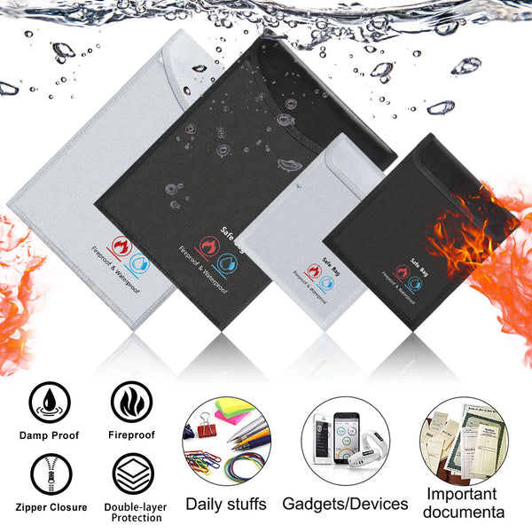 Waterproof Money Bag Fireproof Document Bag Fire Safe Cash Pouch Envelope Holder