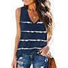 Women Stripe V-Neck Vest Tank Top Sleeveless T-Shirt Loose Pullover Blouse Tee