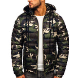 Men Camouflage Splicing Color Coat Long Sleeve Casual Thicken Winter Warm Jacket