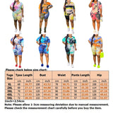 Womens Casual Set Tie Dye Printed Short Sleeve Printed Tank+Short Pants Homewear
