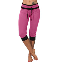 Womens Ladies Yoga Capri Pants Splicing Slim Fit Flared High Waist Fitness Gym