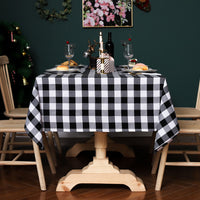 Cotton Linen Dining Table Cover Rectangle Plaid Tablecloth Picnic Table Cloth Cover Home Christmas Party Decor Tablecloth, Red/Black Plaid
