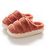 Women Platform Plush Slippers Slip On Casual Low Top Round Toe Winter Slippers