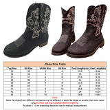 Women's Western Boots Cowboy Mid-Calf Round Toe Leather Shoes Black US Size 10