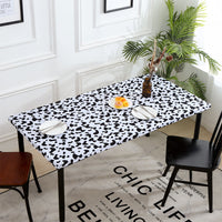 Elastic Fitted Rectangle Tablecloth Polyester Printed Table Cover Dust-Proof Washable Dining Tablecloth for Banquet, Wedding, Party