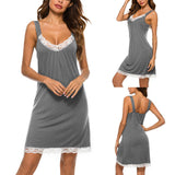 Womens Chemise Sleepwear Lace Trim Nightgown Jersey Nightshirt Nightwear