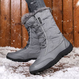 Womens Snow Boots Winter Warm Mid Calf Leather Waterproof Outdoor Slip On Shoes Size 8